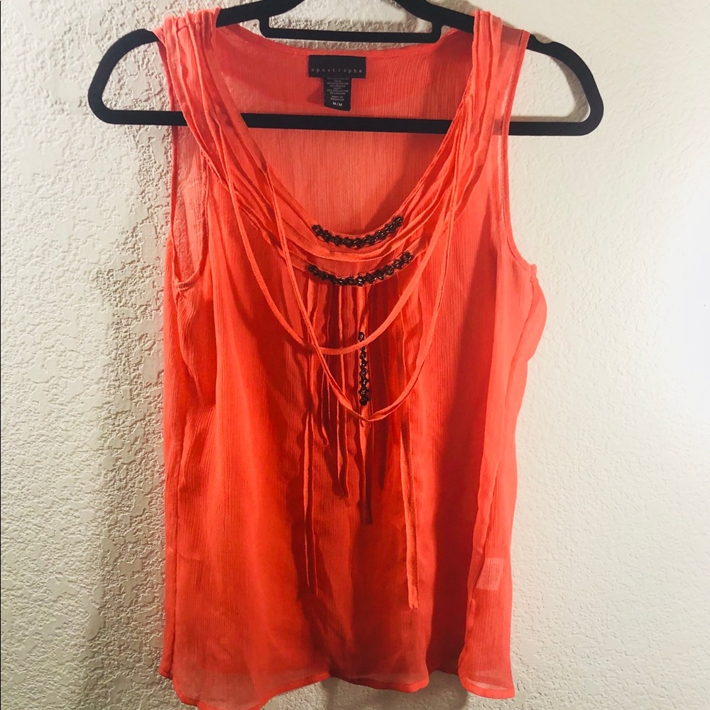 Apostrophe Orange boho embellished blouse